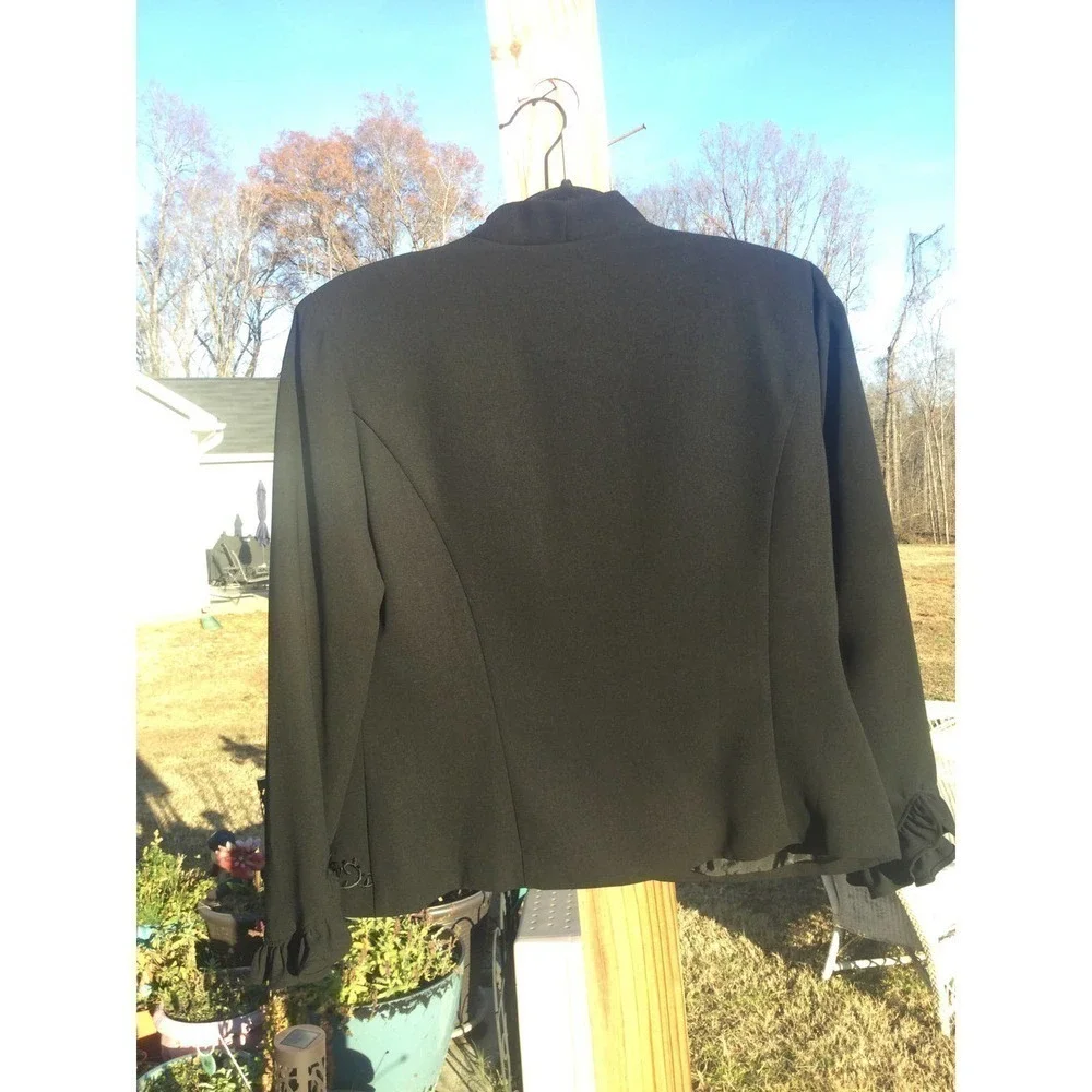 Coldwater creek womens black beaded blazer NEW 10p petite 10‎ ruffle holiday